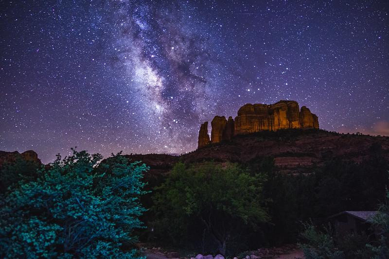 milky way over cathedral rock Coconino National Forest Arizona